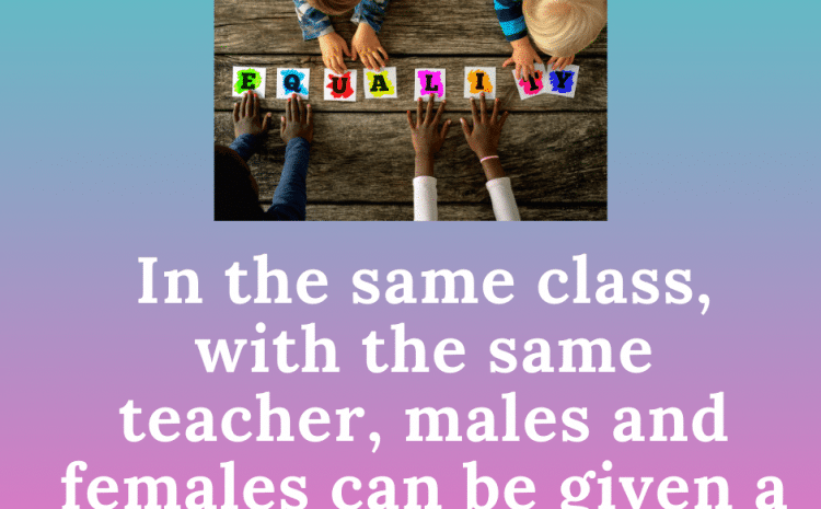 In the same class, with the same teacher, males and females can be given a different education